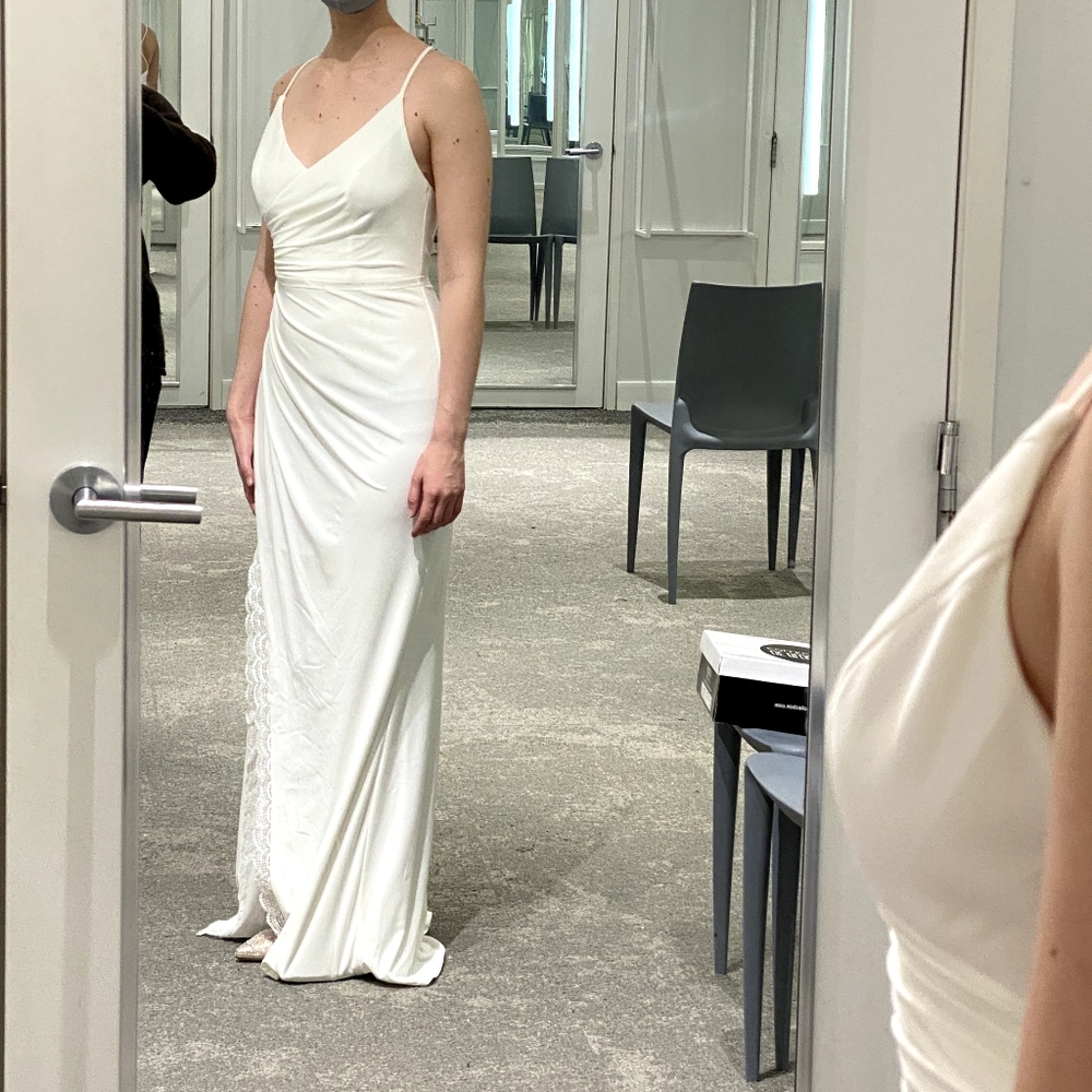 David's Bridal V-neck Strappy Wedding Dress